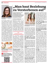Artikel - Lena Mileder - Trauerrede Graz - Die Woche Graz - MeinBezirk.at -Regionalmedien Steiermark - Ausgabe 44 - 02.11.2022
